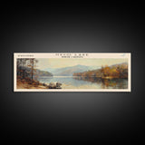 Hyco Lake North Carolina Framed Canvas Print, Lake House Art, Panoramic Wall Art, Travel Poster, Scenic Lake Painting, Home Decor