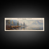 Jackson Lake Framed Canvas Print, Panoramic Lake House Decor, Wall Art, Travel Poster, Captivating Lake Painting, Nature Art