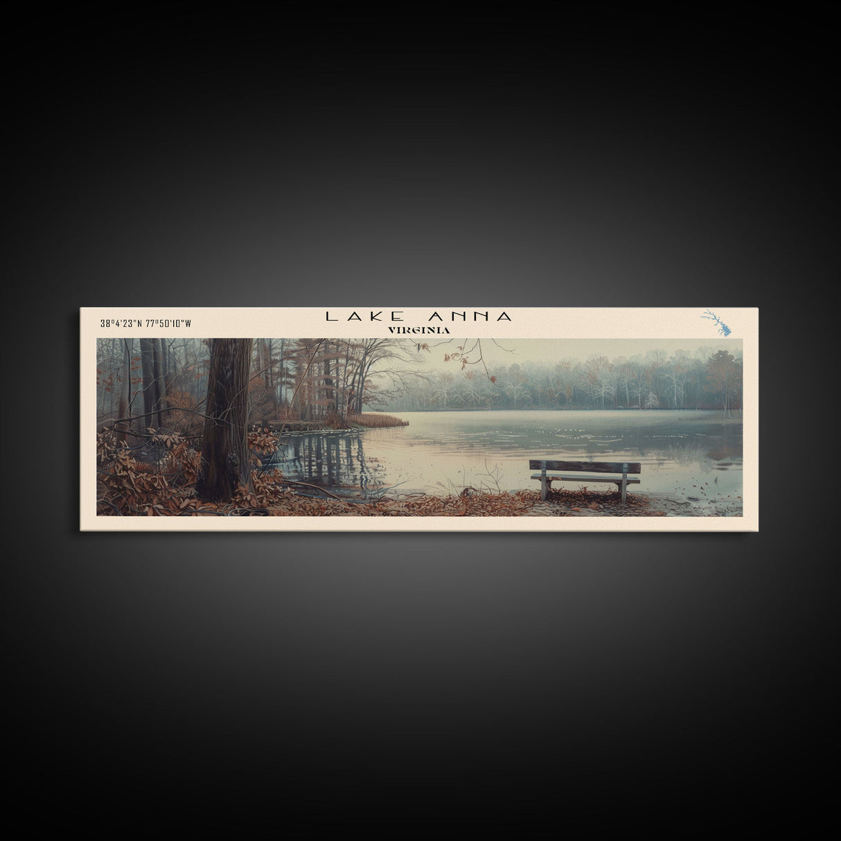 Lake Anna Virginia Framed Canvas Print, Lake House Art, Panoramic Wall Art, Travel Poster, Beautiful Lake Painting, Home Decor