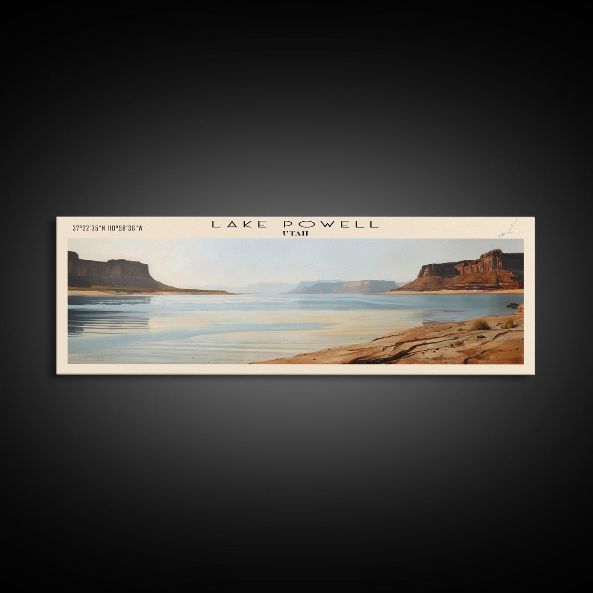 Lake Powell Utah Framed Canvas Print, Lake House Decor, Panoramic Wall Art, Travel Poster, Serene Landscape Painting, Modern Art