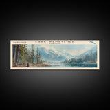 Lake Wenatchee Washington Framed Canvas Print, Lake House Decor, Panoramic Wall Art, Travel Poster, Landscape Painting, Contemporary Art