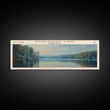 Mashapaug Lake Connecticut Framed Canvas Print, Lake House Decor, Panoramic Wall Art, Travel Poster, Beautiful Landscape Painting, Living Room Decor