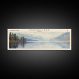 Priest Lake Idaho Framed Canvas Print, Lake House Decor, Panoramic Wall Art, Travel Poster, Beautiful Landscape Painting, Living Room Decor