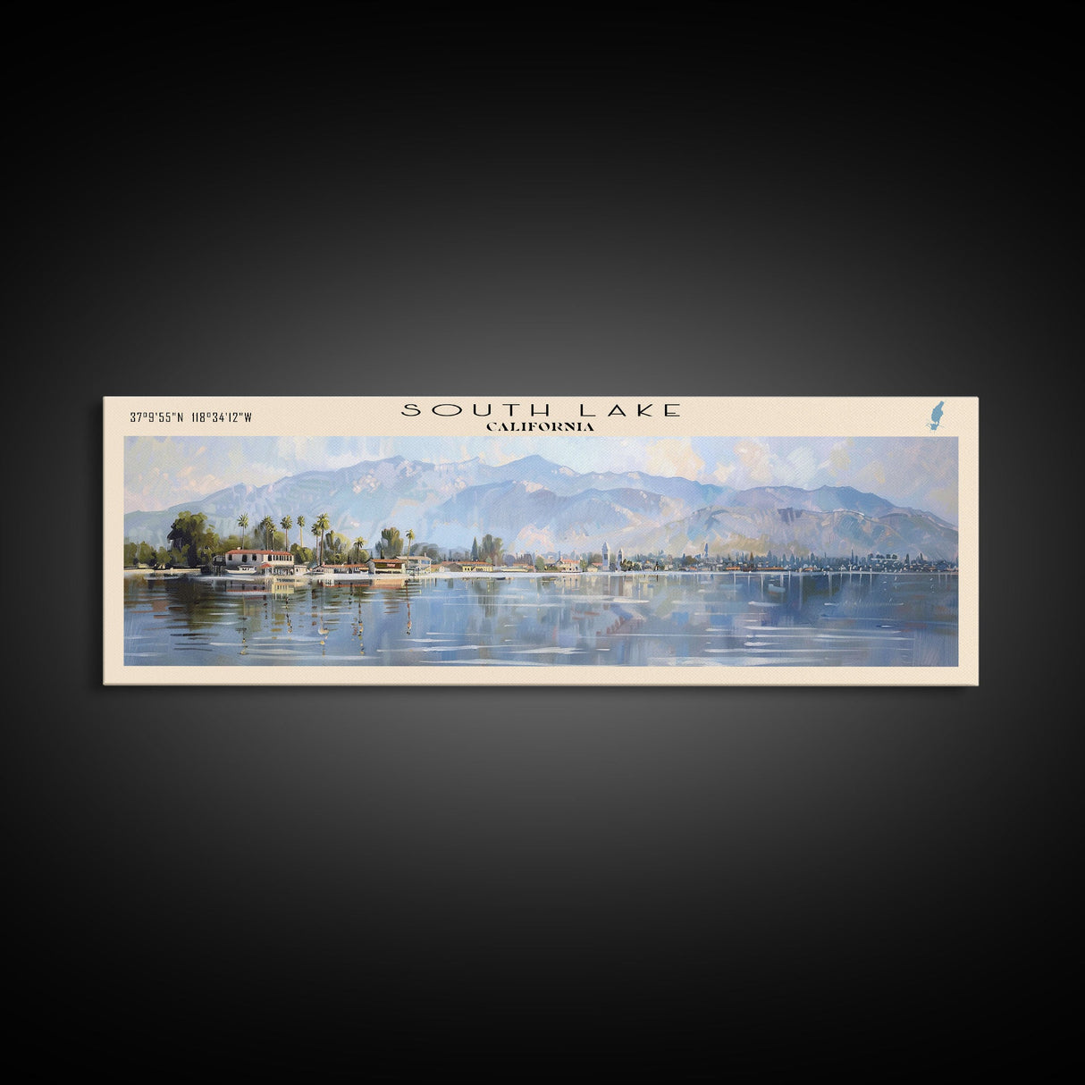 South Lake California Panoramic Framed Canvas Print, Lake House Decor, Wall Art, Travel Poster, Serene Landscape, Modern Art