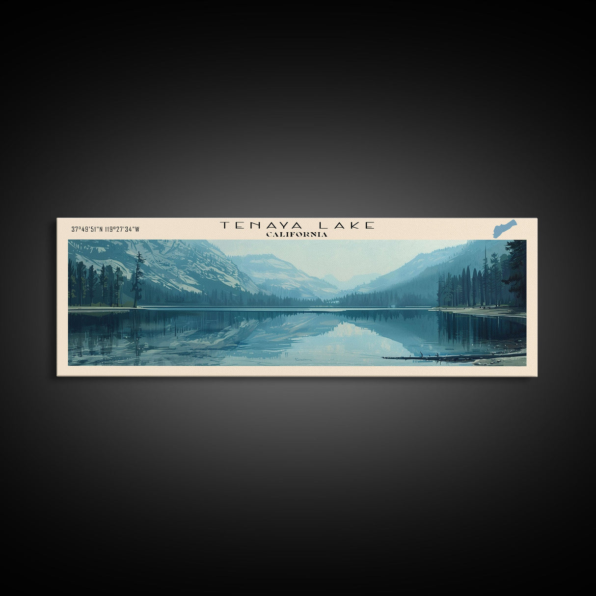 Tenaya Lake California Panoramic Wall Art, Framed Canvas Print, Lake House Decor, Travel Poster, Serene Landscape, Bedroom Decor, Home Decor