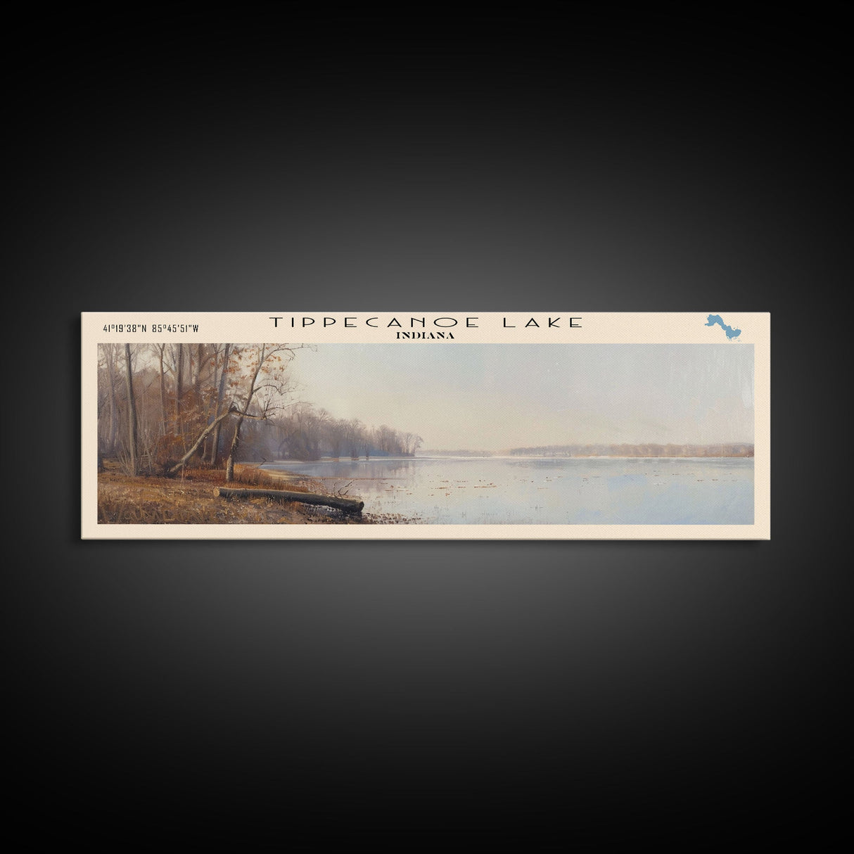 Tippecanoe Lake Indiana Panoramic Wall Art, Framed Canvas Print, Lake House Decor, Travel Poster, Beautiful Lake Scene, Bedroom Decor