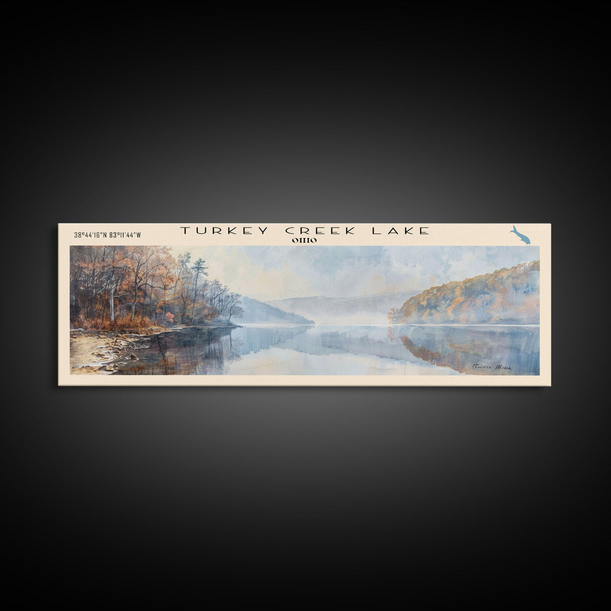 Turkey Creek Lake Ohio Panoramic Wall Art, Framed Canvas Print, Lake House Decor, Travel Poster, Serene Landscape, Living Room Art