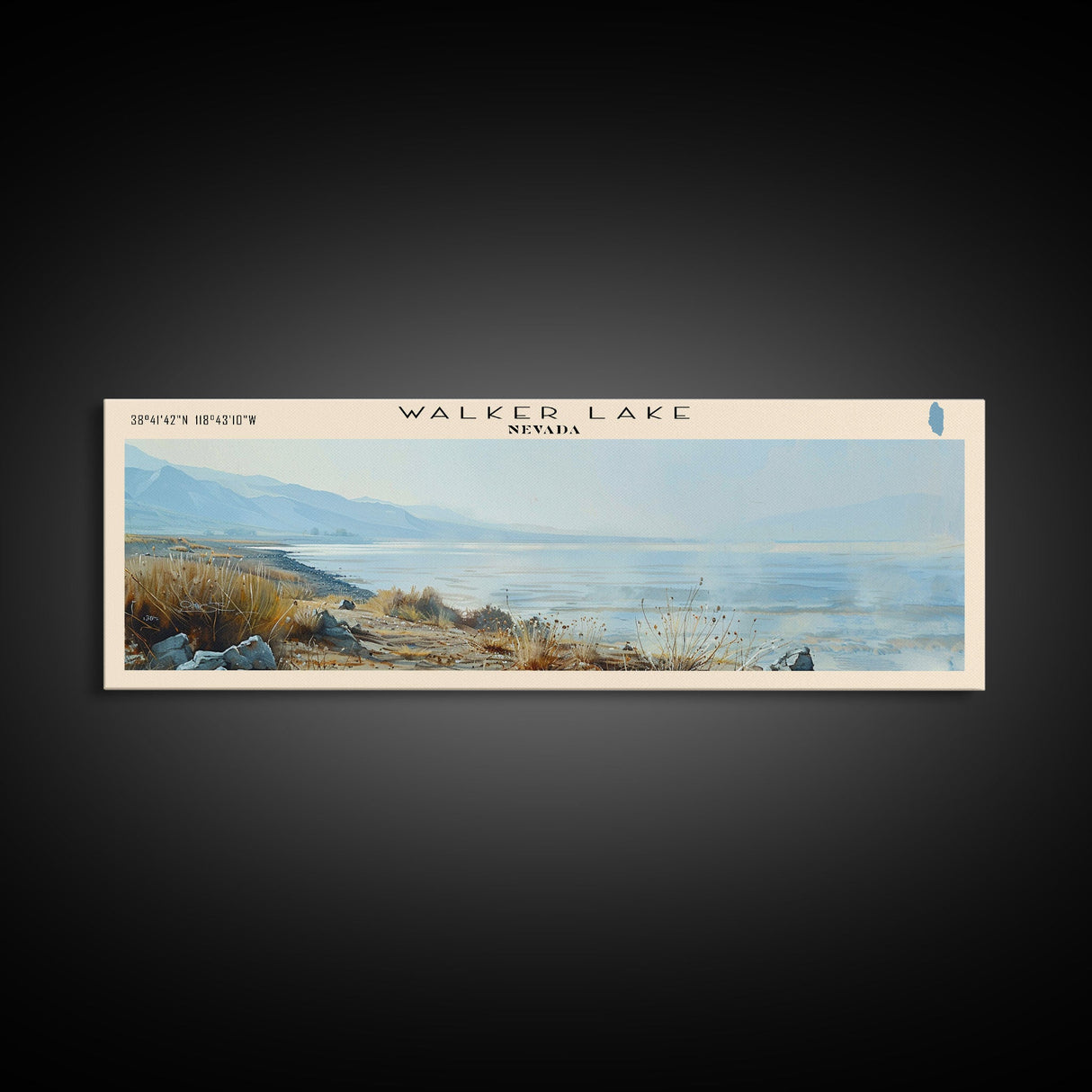 Walker Lake Nevada Panoramic Wall Art, Framed Canvas Print, Lake House Decor, Travel Poster, Serene Landscape, Home Decor