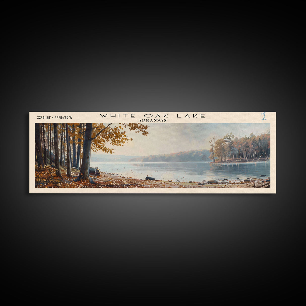 White Oak Lake Arkansas Panoramic Wall Art, Framed Canvas Print, Lake House Decor, Travel Poster, Beautiful Lake Scene, Bedroom Decor