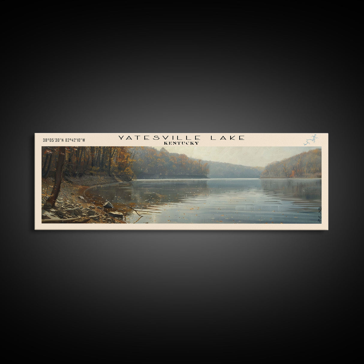 Yatesville Lake Kentucky Panoramic Wall Art, Framed Canvas Print, Lake House Decor, Travel Poster, Scenic Lake Scene, Bedroom Decor