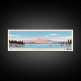 Big Bear Lake California Framed Canvas Print, Panoramic Wall Art, Midcentury Modern, Pop Art, Travel Poster, Scenic Bedroom Art, Living Room Decor