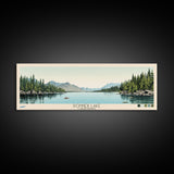 Donner Lake California Framed Canvas Print, Midcentury Modern Panoramic Wall Art, Bedroom Decor, Pop Art, Travel Poster Art, Scenic Nature Painting