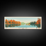 East Fork Lake Ohio Framed Canvas Print, Panoramic Wall Art, Midcentury Modern, Pop Art, Bedroom Decor, Travel Poster, Artistic Lake Painting