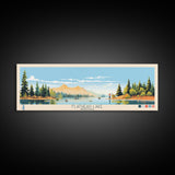 Flathead Lake Montana Framed Canvas Print, Panoramic Wall Art, Midcentury Modern, Pop Art, Bedroom Decor, Travel Poster, Nature Painting, Artistic Decor