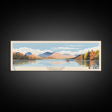 Ganoga Lake Pennsylvania Framed Canvas Print, Panoramic Art, Midcentury Modern, Pop Art, Living Room Wall Art, Travel Poster, Nature Painting, Home Decor