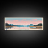 Glendo Reservoir Wyoming Framed Canvas Print, Panoramic Art, Midcentury Modern, Pop Art, Bedroom Decor, Travel Poster, Nature Painting, Home Decor