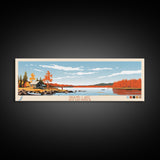 Grand Lake Canada New Brunswick Framed Canvas Print, Panoramic Art, Midcentury Modern, Pop Art, Bedroom Decor, Travel Poster, Lake House Art, Wall Art