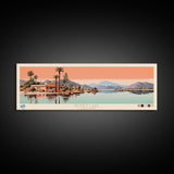 Honey Lake California Framed Canvas Print, Panoramic Art, Midcentury Modern, Pop Art, Living Room Wall Art, Travel Poster, Nature Decor