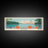 Hyco Lake North Carolina Framed Canvas Print, Panoramic Art, Midcentury Modern, Pop Art, Living Room Wall Art, Travel Poster, Lake House Art