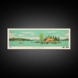 Kistigan Lake Manitoba Framed Canvas Print, Panoramic Wall Art, Midcentury Modern, Pop Art, Bedroom Decor, Travel Poster, Nature Decor