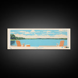 Lake Anna Virginia Framed Canvas Print, Panoramic Wall Art, Midcentury Modern, Pop Art, Bedroom Decor, Travel Poster, Living Room Art