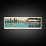 Lake Burton Georgia Framed Canvas Print, Panoramic Wall Art, Midcentury Modern, Pop Art, Bedroom Decor, Travel Poster, Living Room Art