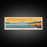 Lake Champlain New York Vermont Framed Canvas Print, Panoramic Art, Midcentury Modern, Pop Art, Living Room Wall Art, Travel Poster, Lake House Decor