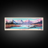 Lake Grosvenor Alaska Framed Canvas Print, Panoramic Wall Art, Midcentury Modern, Pop Art, Lake House Decor, Travel Poster, Bedroom Art