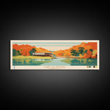 Lake Lillinonah Connecticut Framed Canvas Print, Panoramic Wall Art, Midcentury Modern, Pop Art, Living Room Decor, Travel Poster