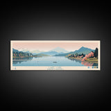 Lake Lure North Carolina Framed Canvas Print, Panoramic Wall Art, Midcentury Modern, Pop Art, Living Room Decor, Travel Poster