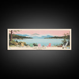 Lake Nottely Georgia Framed Canvas Print, Panoramic Wall Art, Midcentury Modern, Pop Art, Living Room Decor, Travel Poster, Lake House Art