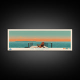 Lake Pontchartrain Louisiana Framed Canvas Print, Panoramic Wall Art, Midcentury Modern, Pop Art, Living Room Decor, Travel Poster, Lake House Art