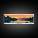 Lake Quinault Washington Framed Canvas Print, Panoramic Wall Art, Midcentury Modern, Pop Art, Living Room Decor, Travel Poster, Lake House Art