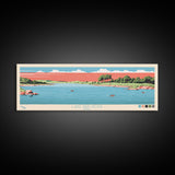 Lake Red Rock Iowa Framed Canvas Print, Panoramic Wall Art, Midcentury Modern, Pop Art, Living Room Decor, Travel Poster, Lake House Art