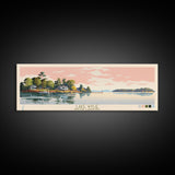 Lake Wylie, South Carolina Panoramic Wall Art Framed Canvas Print, Midcentury Modern, Pop Art, Home Decor, Travel Poster, Living Room Art