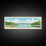 Lake of the Arbuckles Oklahoma Framed Canvas Print, Panoramic Wall Art, Midcentury Modern, Pop Art, Bedroom Art, Travel Poster, Lake House Decor