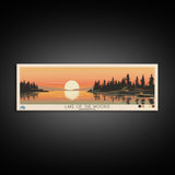 Lake of the Woods Minnesota Framed Canvas Print, Panoramic Wall Art, Midcentury Modern, Pop Art, Bedroom Art, Travel Poster, Lake House Decor