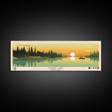 Lakes Cedar, Manitoba Panoramic Wall Art Framed Canvas Print, Midcentury Modern, Pop Art, Home Decor, Travel Poster, Living Room Art