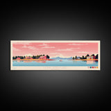 Lewis Smith Lake, Alabama Panoramic Wall Art Framed Canvas Print, Midcentury Modern, Pop Art, Home Decor, Travel Poster, Living Room Art