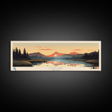 Lost Lake, Oregon Panoramic Wall Art Framed Canvas Print, Midcentury Modern, Pop Art, Home Decor, Travel Poster, Bedroom Art