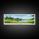 Lums Pond, Delaware Panoramic Wall Art Framed Canvas Print, Midcentury Modern, Pop Art, Home Decor, Travel Poster, Living Room Art