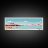 Lyman Reservoir, Arizona Panoramic Wall Art Framed Canvas Print, Midcentury Modern, Pop Art, Home Decor, Travel Poster, Bedroom Art