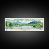 Maidstone Lake, Vermont Panoramic Wall Art Framed Canvas Print, Midcentury Modern, Pop Art, Home Decor, Travel Poster, Bedroom Art