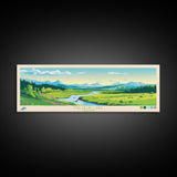 Malheur Lake, Oregon Panoramic Wall Art Framed Canvas Print, Midcentury Modern, Pop Art, Home Decor, Travel Poster, Living Room Art