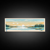 Mallery Lake, Nunavut Panoramic Wall Art Framed Canvas Print, Midcentury Modern, Pop Art, Home Decor, Travel Poster, Bedroom Art