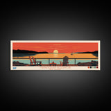 Manasquan Reservoir, New Jersey Panoramic Wall Art Framed Canvas Print, Midcentury Modern, Pop Art, Home Decor, Travel Poster, Living Room Art