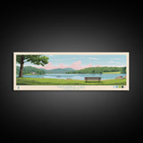 Mashapaug Lake, Connecticut Panoramic Wall Art Framed Canvas Print, Midcentury Modern, Pop Art, Home Decor, Travel Poster, Living Room Art