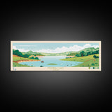 Medina Lake, Texas Panoramic Wall Art Framed Canvas Print, Midcentury Modern, Pop Art, Home Decor, Travel Poster, Bedroom Art