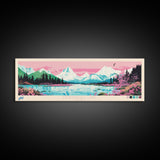 Mendenhall Lake, Alaska Panoramic Wall Art Framed Canvas Print, Midcentury Modern, Pop Art, Home Decor, Travel Poster, Living Room Art