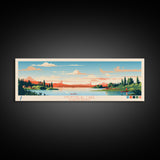 Montreal Lake, Saskatchewan Framed Canvas Print, Panoramic Wall Art, Midcentury Modern, Pop Art, Home Decor, Travel Poster, Living Room Art